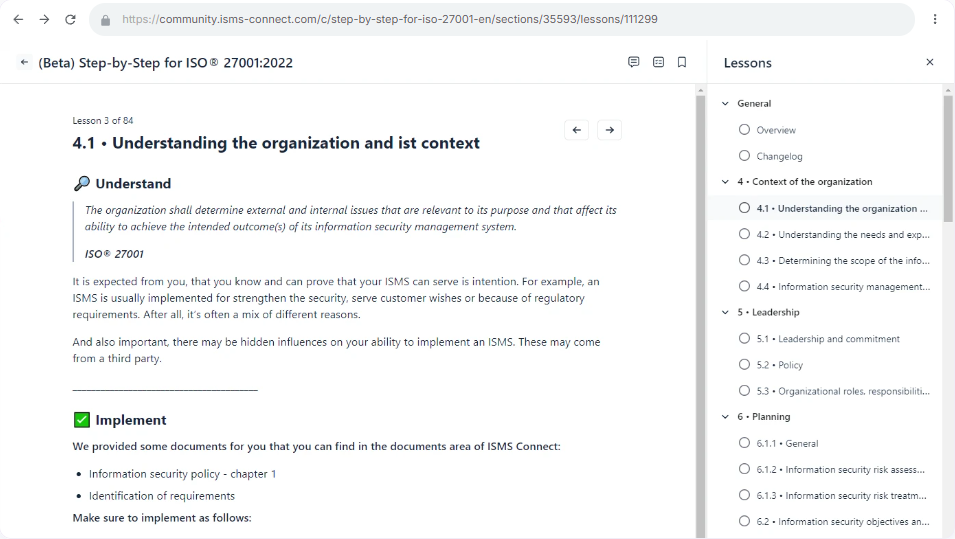 ISO 27001 platform preview